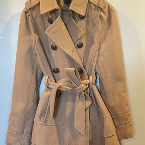 Express Coat, Recycled Wool Jacket, Camel Color, Women XS